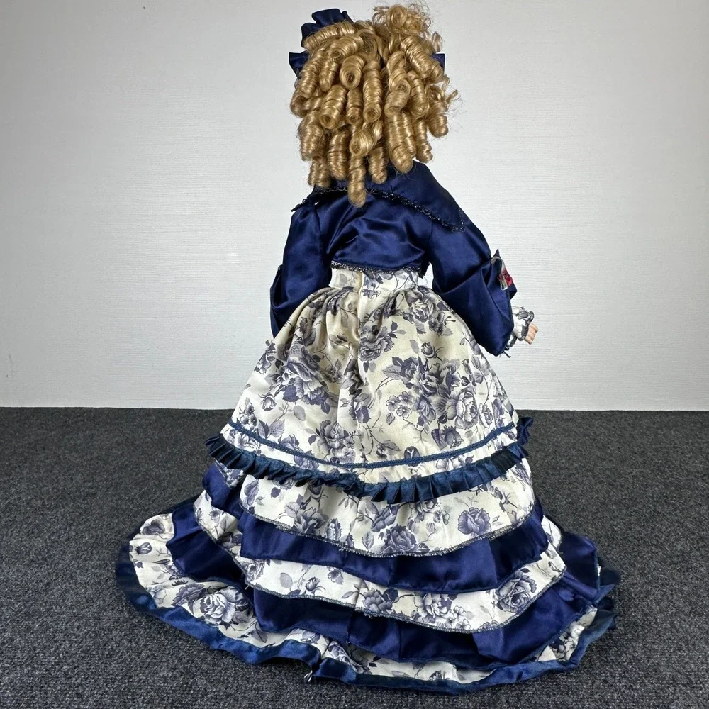 DanDee Collectors Choice Porcelain‎ Doll Victorian Blue Floral Gown 22 Inch